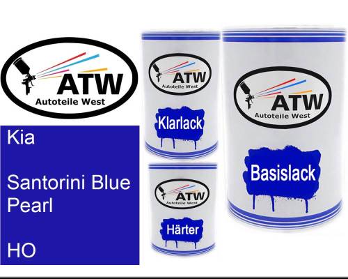 Kia, Santorini Blue Pearl, HO: 500ml Lackdose + 500ml Klarlack + 250ml Härter - Set, von ATW Autoteile West.